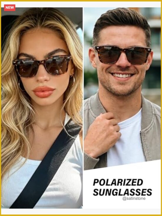 Polarized Square Sunglasses UV400 TR90 Frame Acetate Temples